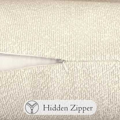 14x26 inch Boucle Lumbar Pillow Cover, Cream Woven Texture Neutral Long Pillow - Image 5