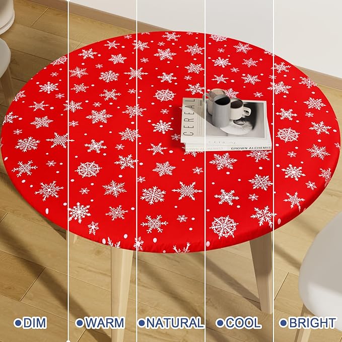 Round Spandex Christmas Tablecloth, Elastic Fitted Waterproof Tablecloths - Image 7