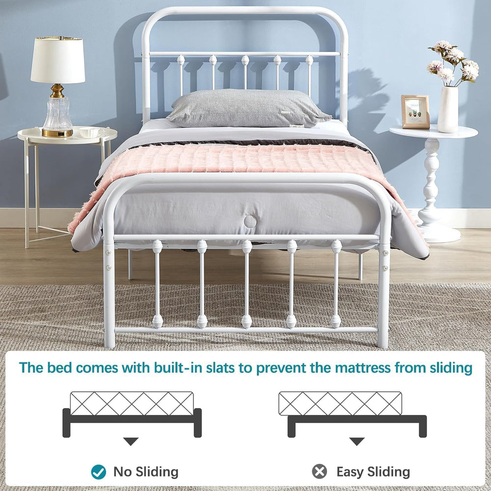 VECELO Twin Size Sturdy Metal Platform Bed Frame Classic Victorian Style Bed ...