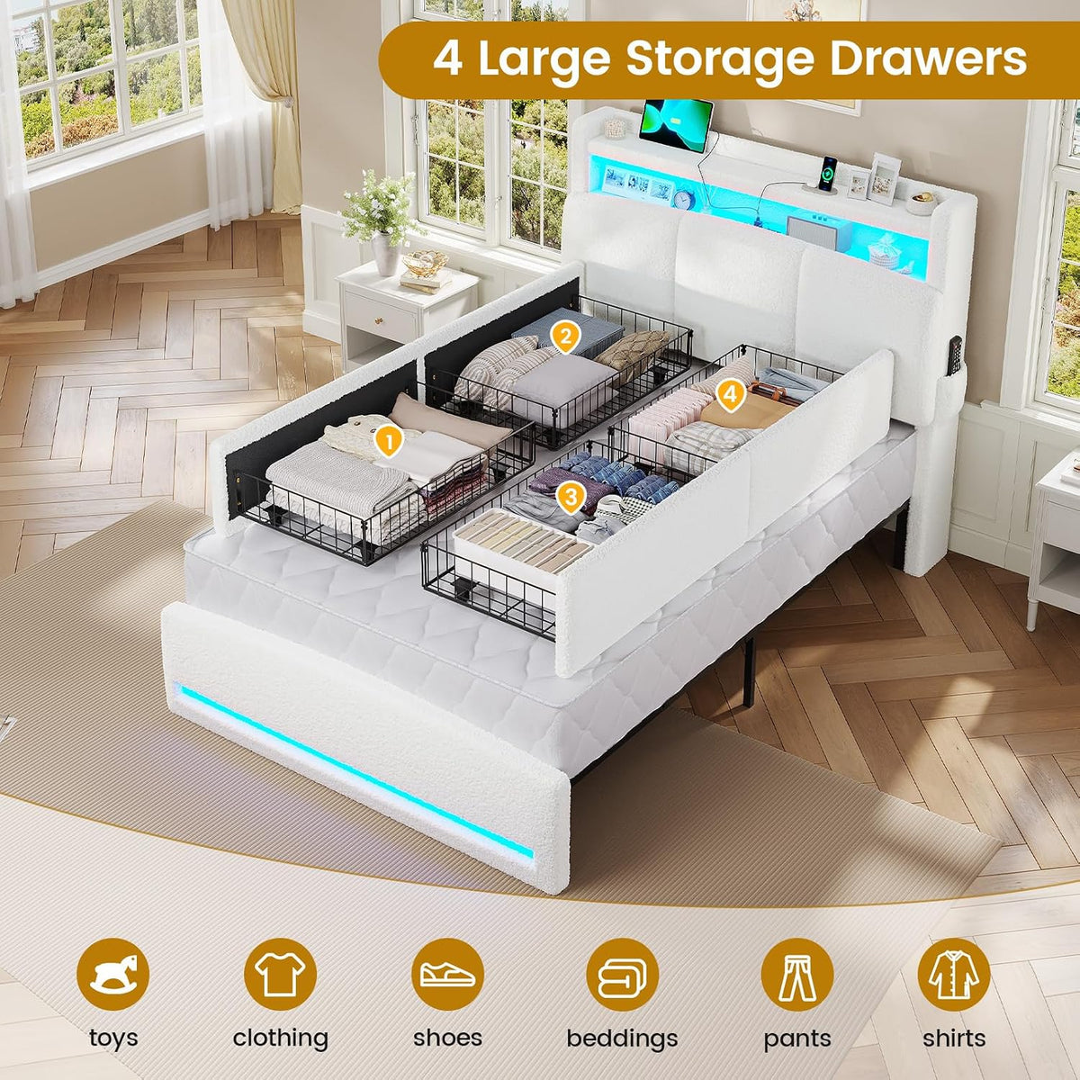 viagdo twin bed frames with storage headboard and, package contents