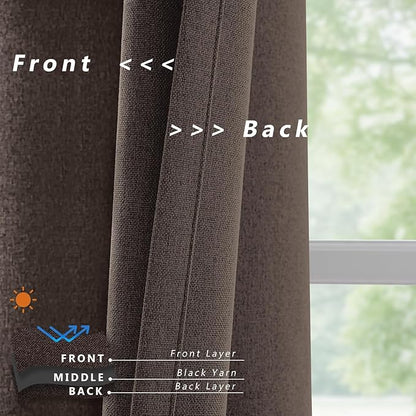 Linen 100% Blackout Curtains for Bedroom, Back Tab/Rod Pocket Curtain for - Image 5