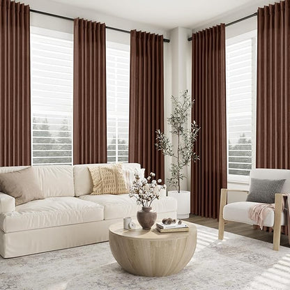 Rustic Brown Pinch Pleated Linen Curtains 102 Inch Length 2 Panels - Image 8