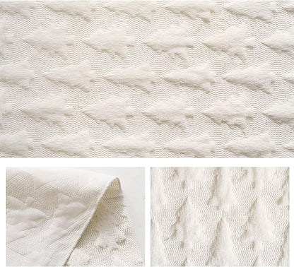 Christmas Tbale Runner 13x72 Inch Soft Plush Faux Fur Jacquard CreamWhite Big - Image 5