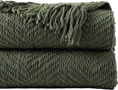 BATTILO HOME Olive Green Chenille Throw Blanket by BATTILOHOME