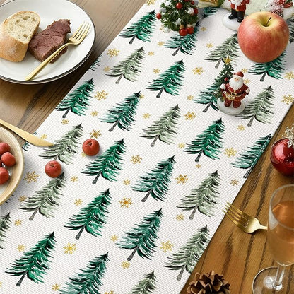 OTOSTAR Golden Snowflake Christmas Tree Merry Christmas Table Runner, Xmas - Image 3