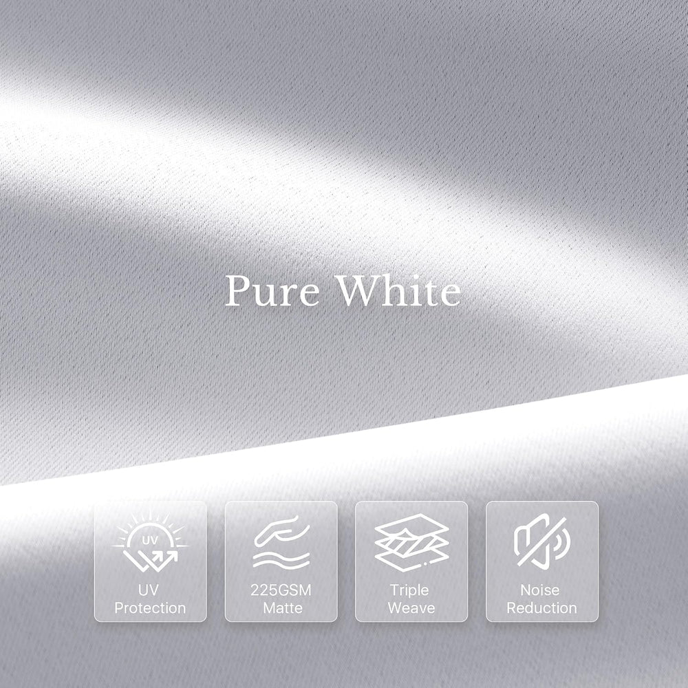 NICETOWN Pure White 100% Blackout Lined Curtains, 2 Thick Layers Completely B...