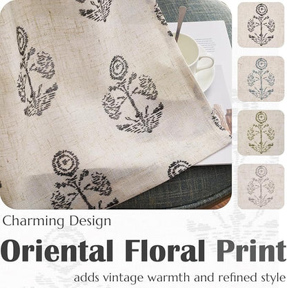 jinchan Linen Kitchen Curtains 36 Inch Floral Tier Curtains Farmhouse Cottage - Image 6