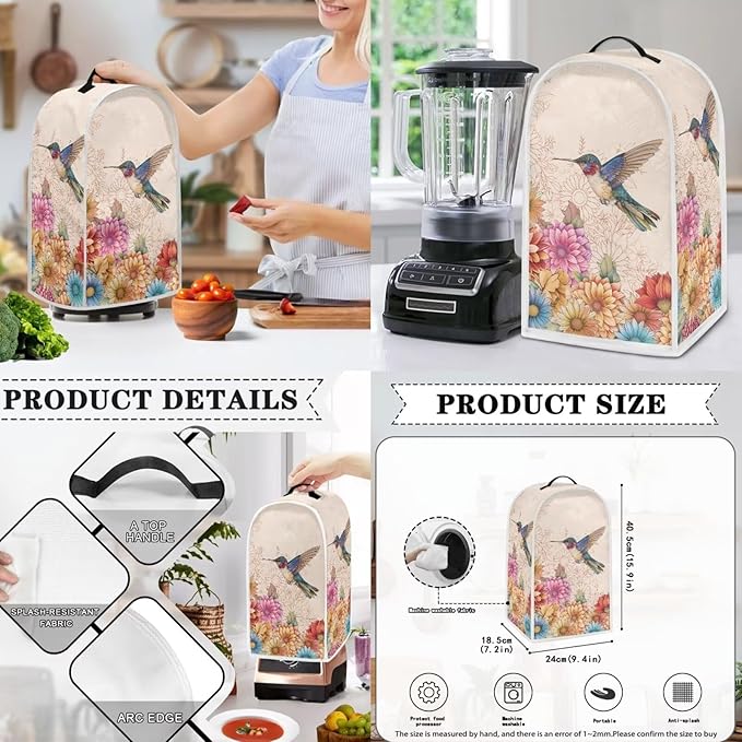 Hummingbird Appliance Covers Set Washable Kitchen Blender Dust Cover Flower - Image 3