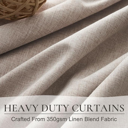Flax Linen Curtains for Living Room 2 Panels Set, 8-3/4 ft Long Thick Burlap - Image 5