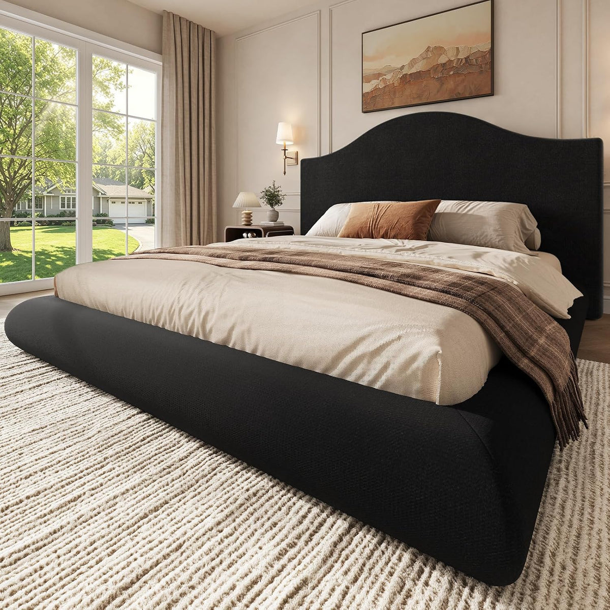 king size cloud bed frame, soft foam bed, main product view