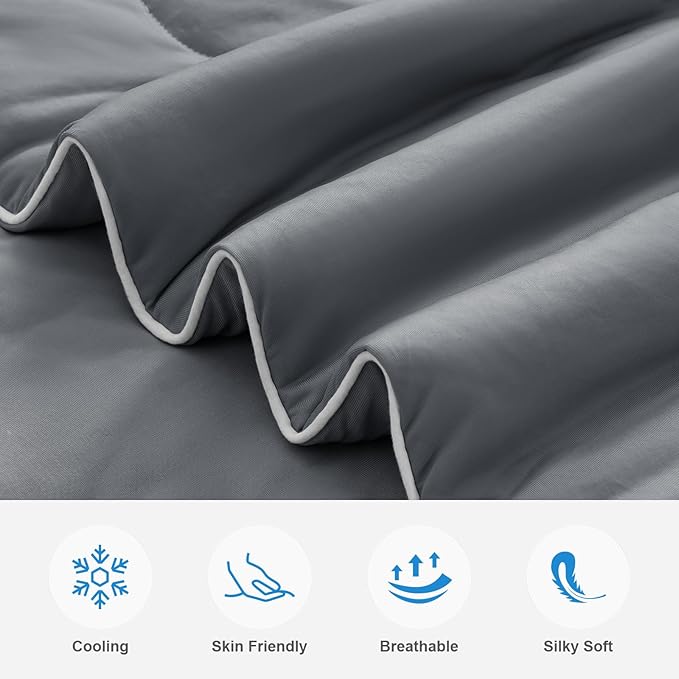 EASELAND Cooling Comforter King, Cold Touch Fabric Absorbs Body Heat, - Image 2