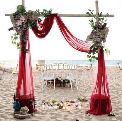 MDS Halloween Chiffon Draping Fabric - 2 Panel, 30" Wide x 50ft Long - Sheer Spooky Arbor & Canopy Drapery for Haunted House Backdrops, Party Ceilings, DIY Costumes & Themed Events - Apple Red (Pack of 2)