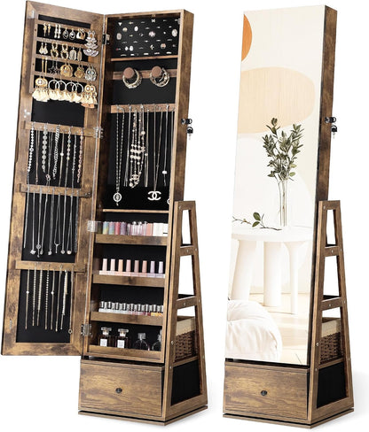 nicetree 360° swivel jewelry cabinet, full length mirror, main product view