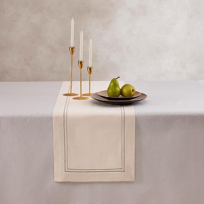 Home Ekaa Cotton Linen Table Runner 90 Inches Long – Summer Beige Table Runner - Image 2