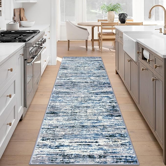Modern Abstract Runner Rug 3x8, Washable Kitchen Runner Non-Slip Soft Hallway - Image 2