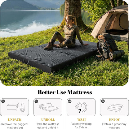 vamcheer folding mattress king size foldable mattress 6, front angle view