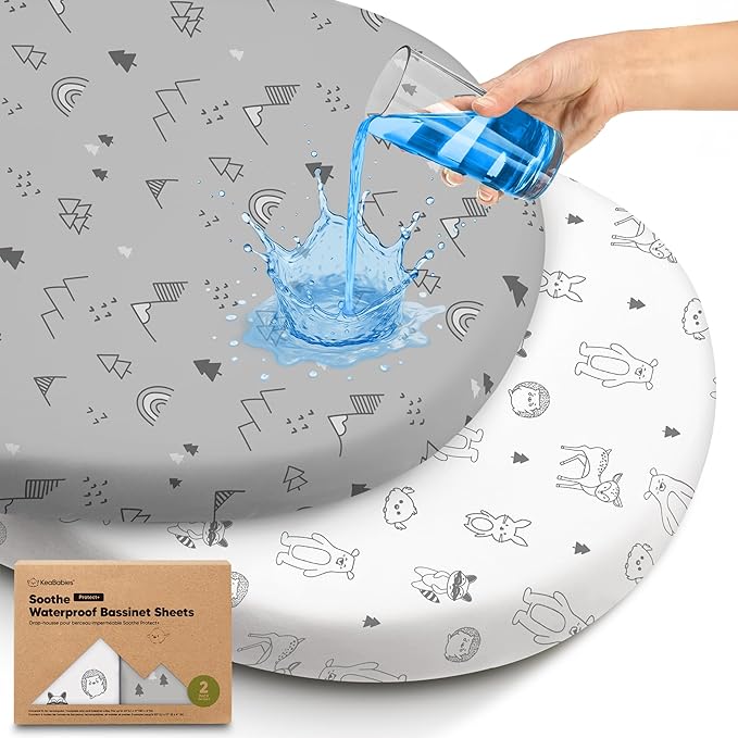 2-pk Waterproof Bassinet Sheets Girls, Cotton by KeaBabies