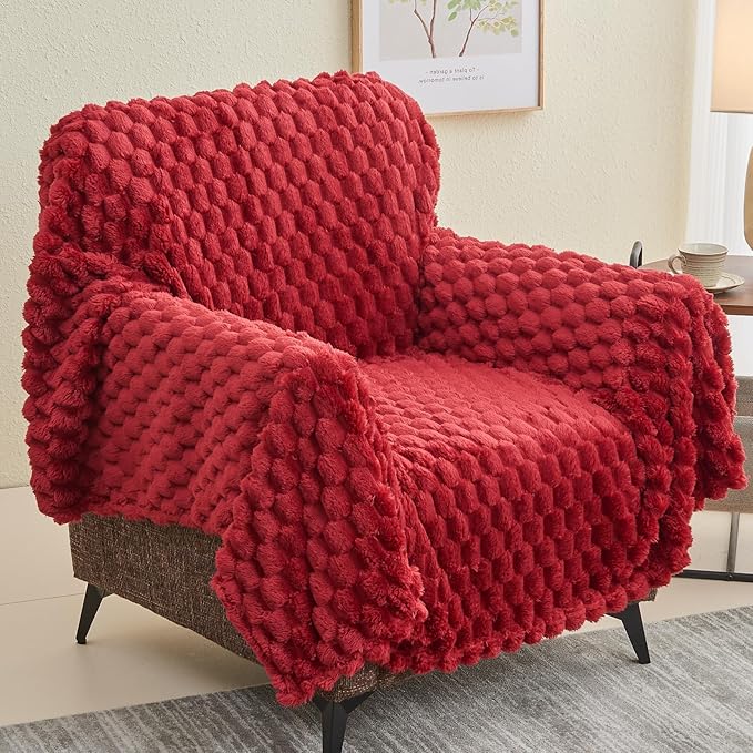 NEWCOSPLAY Super Soft Throw Blanket Red Premium Silky Flannel Fleece 3D Clouds - Image 9