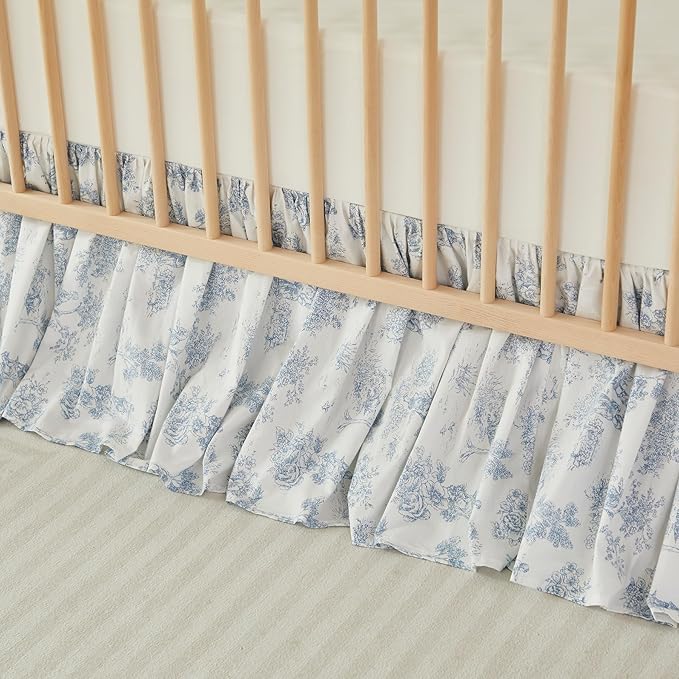 Brandream French Country Toile Floral Print Cotton Crib Skirt Toddler Bedskirt - Image 5