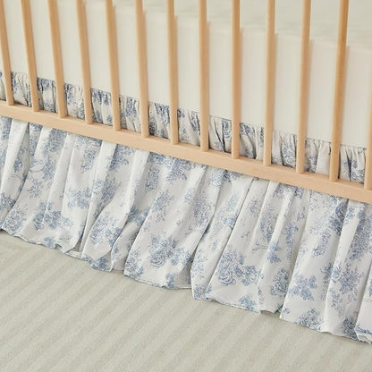 Brandream French Country Toile Floral Print Cotton Crib Skirt Toddler Bedskirt - Image 5