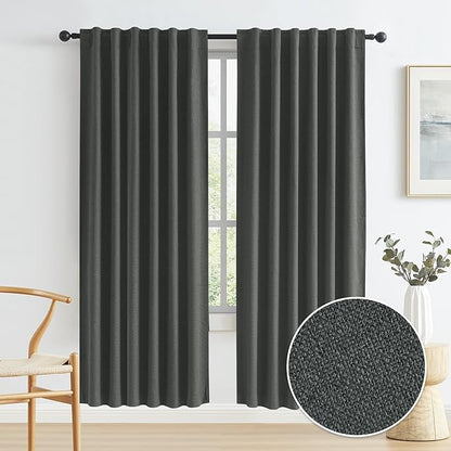 KEQIAOSUOCAI 80 Inch Blackout Linen Curtains 2 Panels, Sun Heat Blocking Closet by KEQIAOSUOCAI