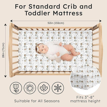 Baby Crib Sheets for Boys Girls Neutral, 2 Pack Crib Mattress Sheet for - Image 2