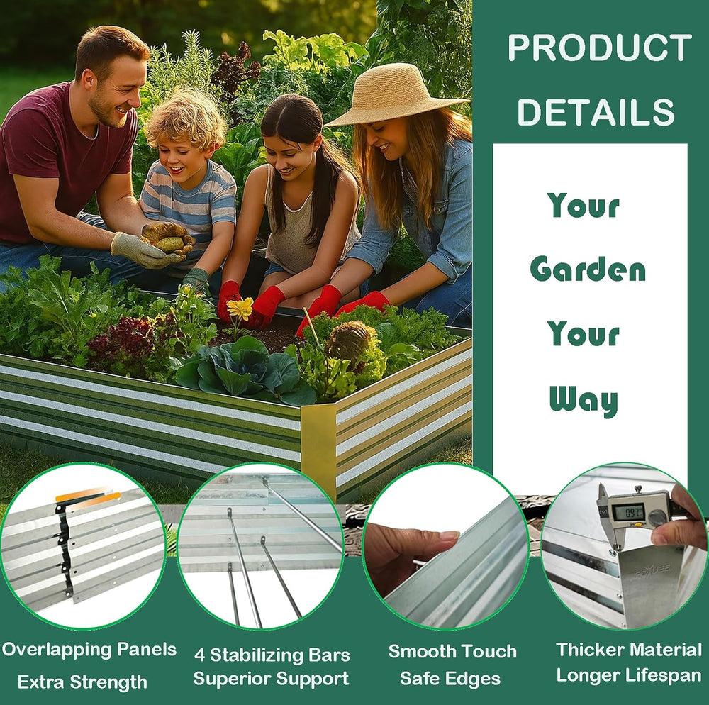 Galvanized Raised Garden Bed 8x4x1ft Single Unit