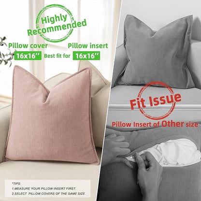 ZWJD Dusty Pink Pillow Covers 16x16 Set of 2 Chenille Throw Pillow Covers - Image 3