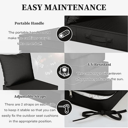 Outdoor Seat Cushion Set 22 L × 22 W × 4 H Inch Waterproof & Fade Resistant - Image 4