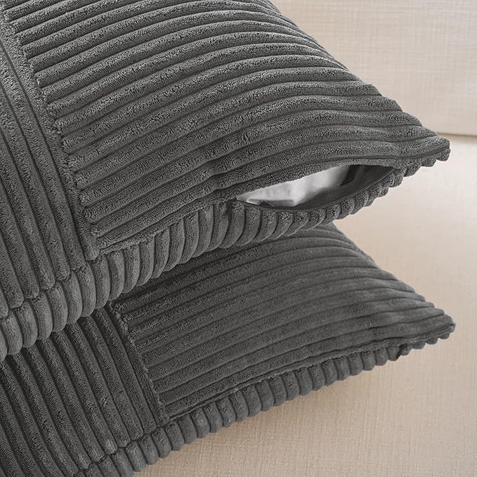 Fancy Homi 2 Packs Dark Gray Lumbar Decorative Throw Pillow Covers 14x24 Inch - Image 4