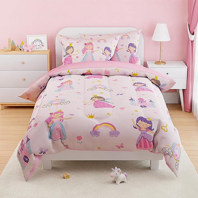 SANDJEST Princess Comforter Set Twin Size 68x86in - Image 6