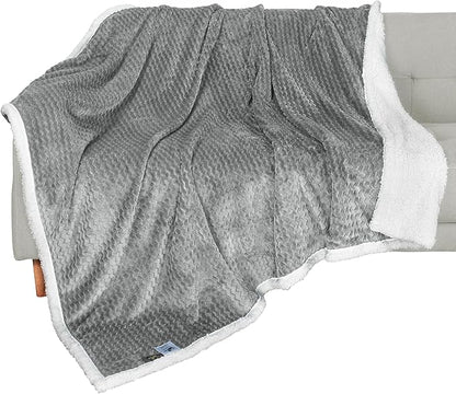 Catalonia Grey Sherpa Throws Blanket, Super Soft Comfy Fluffy Fuzzy Fleece by Catalonia