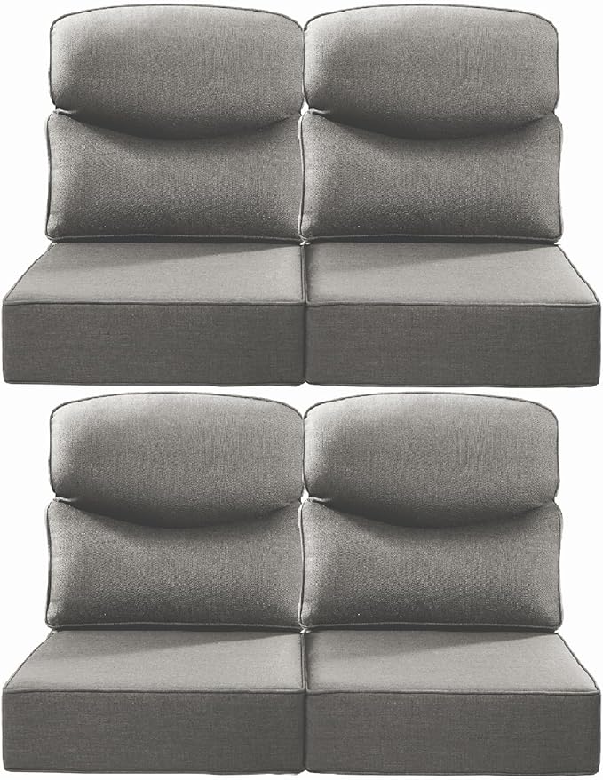 Luxury 22x24/22x25 6-Inch Smile Patio Dining Chair Cushions Set of 4 by ACTREST