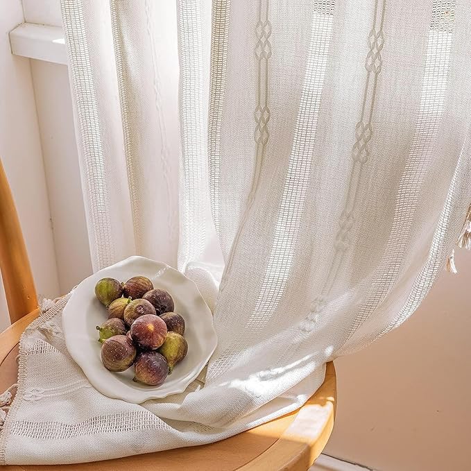 ColorBird Boho Curtains White Drapes 84 Inches Long - Image 8