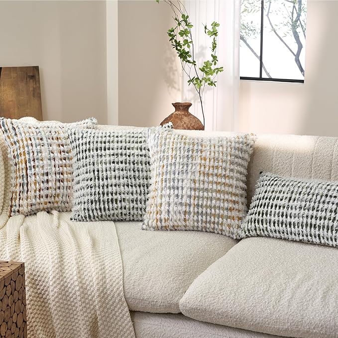 Aeckself Boho Chenille Tufted Pillow Cover 18 x 18 Inch, Decorative Square - Image 5