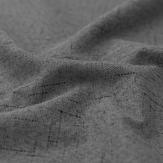 KOUFALL Grey Curtains 132 Inches Long Blackout Linen Back Tab Black Out Pleated - Image 7