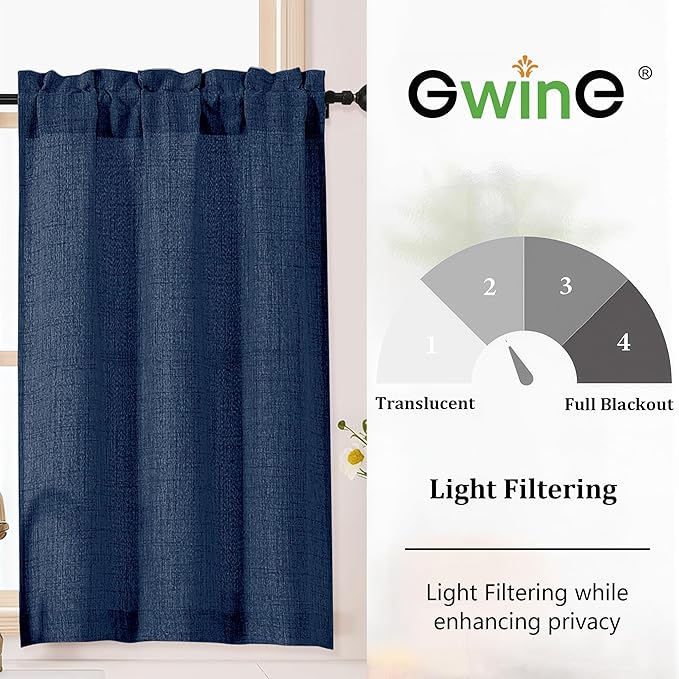 Gwine Navy Blue Curtains 45 Inch Length - Image 2