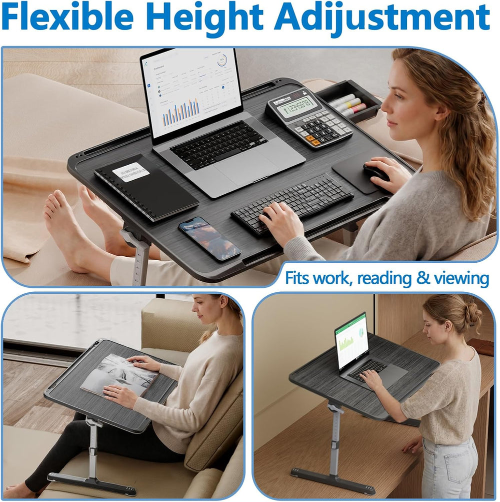 Potuopy Adjustable Laptop Lap Desk, X-Large Foldable Bed Table Tray