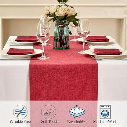 Mebakuk Linen Farmhouse Table Runner Large Burlap Style Soft and Waterproof - Image 4