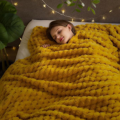 NEWCOSPLAY Super Soft King Blanket Mustard Yellow Premium Silky Flannel Fleece by NEWCOSPLAY