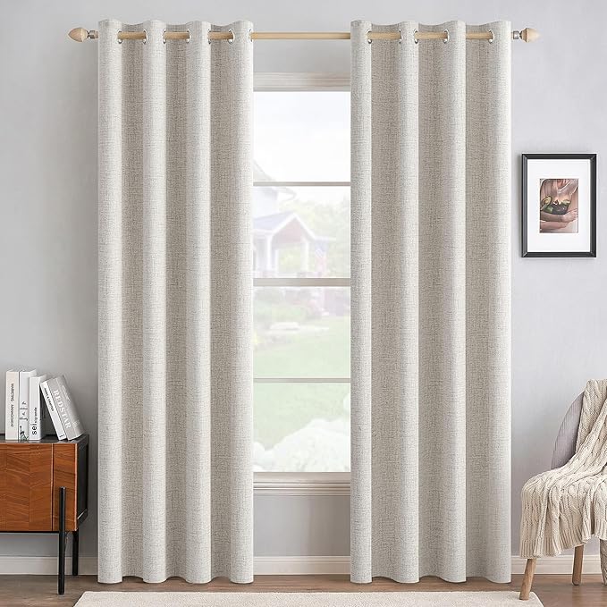 MIULEE 100% Blackout Linen Textured Curtains by MIULEE