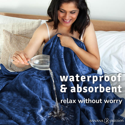 velvety waterproof blanket for bed, queen jodhpur blue, view 11