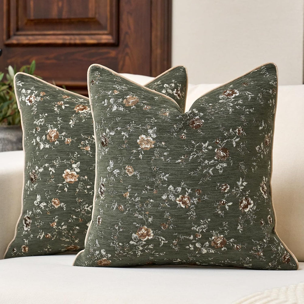 Pack of 2 Vintage Floral Throw Pillow Covers 20 x 20 Inch, Farmhouse Cushion ...
