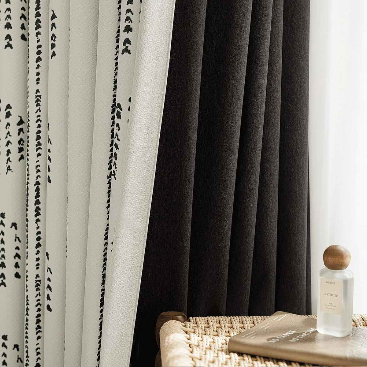 100% blackout black boho curtains, 63 inches, 2, view 9