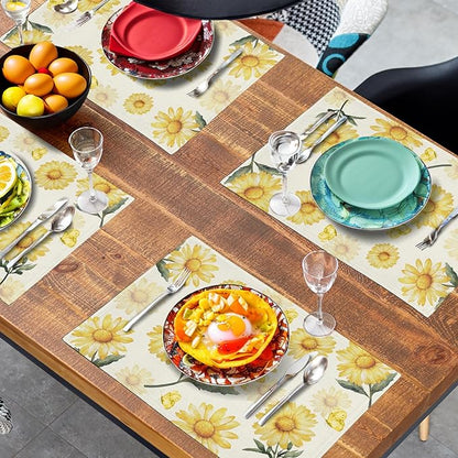 Sunflower Placemats Set of 4 Summer Yellow Floral Table Mat 12x18 Inch - Image 7