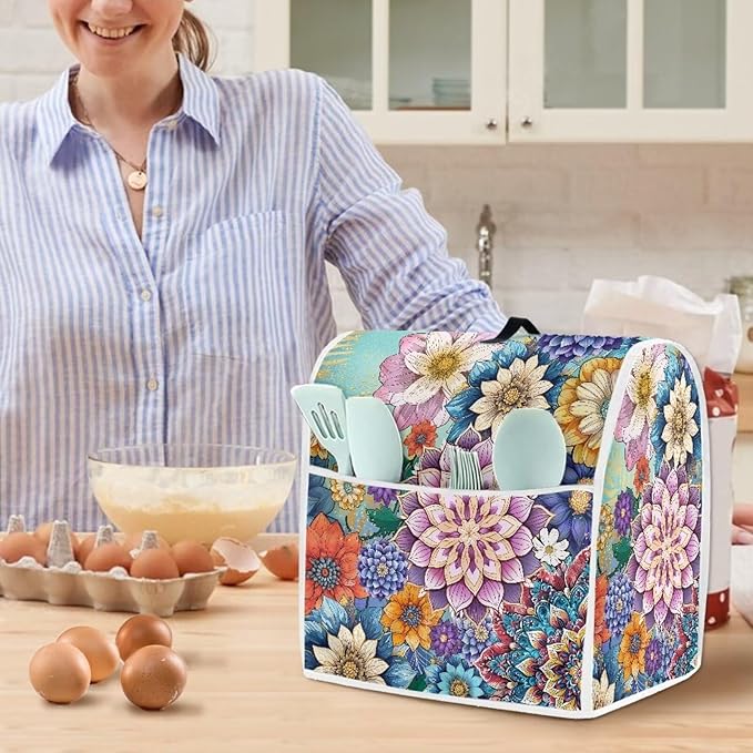 Kitchen Stand Mixer Covers Boho Mandala Flower Mixer Cover Dust Cover Washable - Image 3