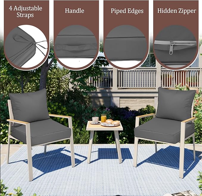 Waterproof Outdoor Chair Cushion Set of 4, Outdoor Cushions - Image 3