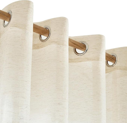 Deconovo Linen-Feel Sheer Curtains, 2 Panels Set, Grommet Top, Sustainable - Image 8