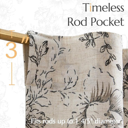 jinchan Linen Floral Tier Curtains 36 Inch Farmhouse Botanic Cafe Curtains - Image 7