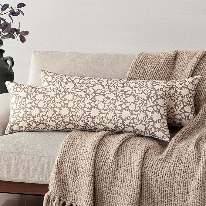 Foindtower Set of 2 Decorative Floral Long Body Lumbar Throw Pillow Covers by Foindtower